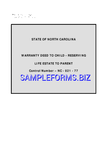 North Carolina Warranty Deed to Child pdf free